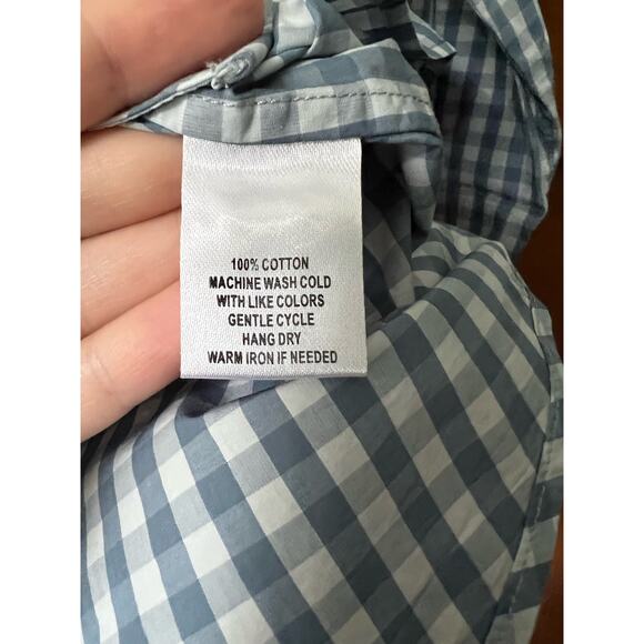 NWT Untuckit Women's Gingham Plaid Button Crispo Shirt Long Sleeve Blue Size 14 - Picture 7 of 12